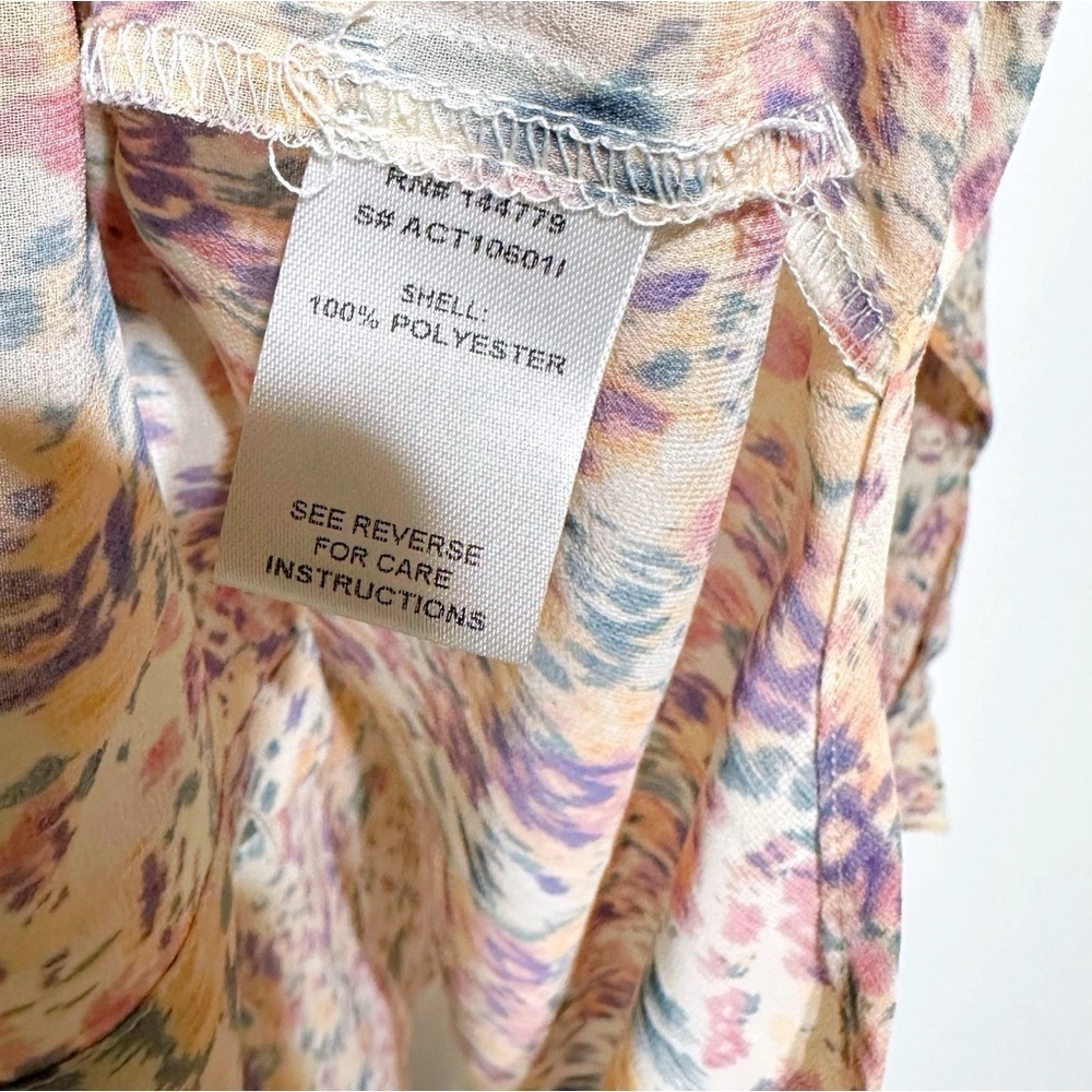 VICI X Summer Of Diane Sheer Watercolor Print Button Front Long Sleeves Shirt XS - Picture 10 of 10